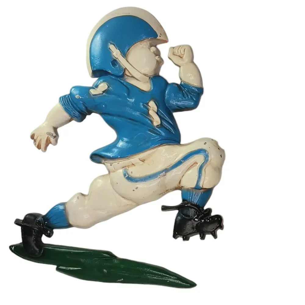 Vintage Metal Football Player Plaques Set of Three 1976 Homco